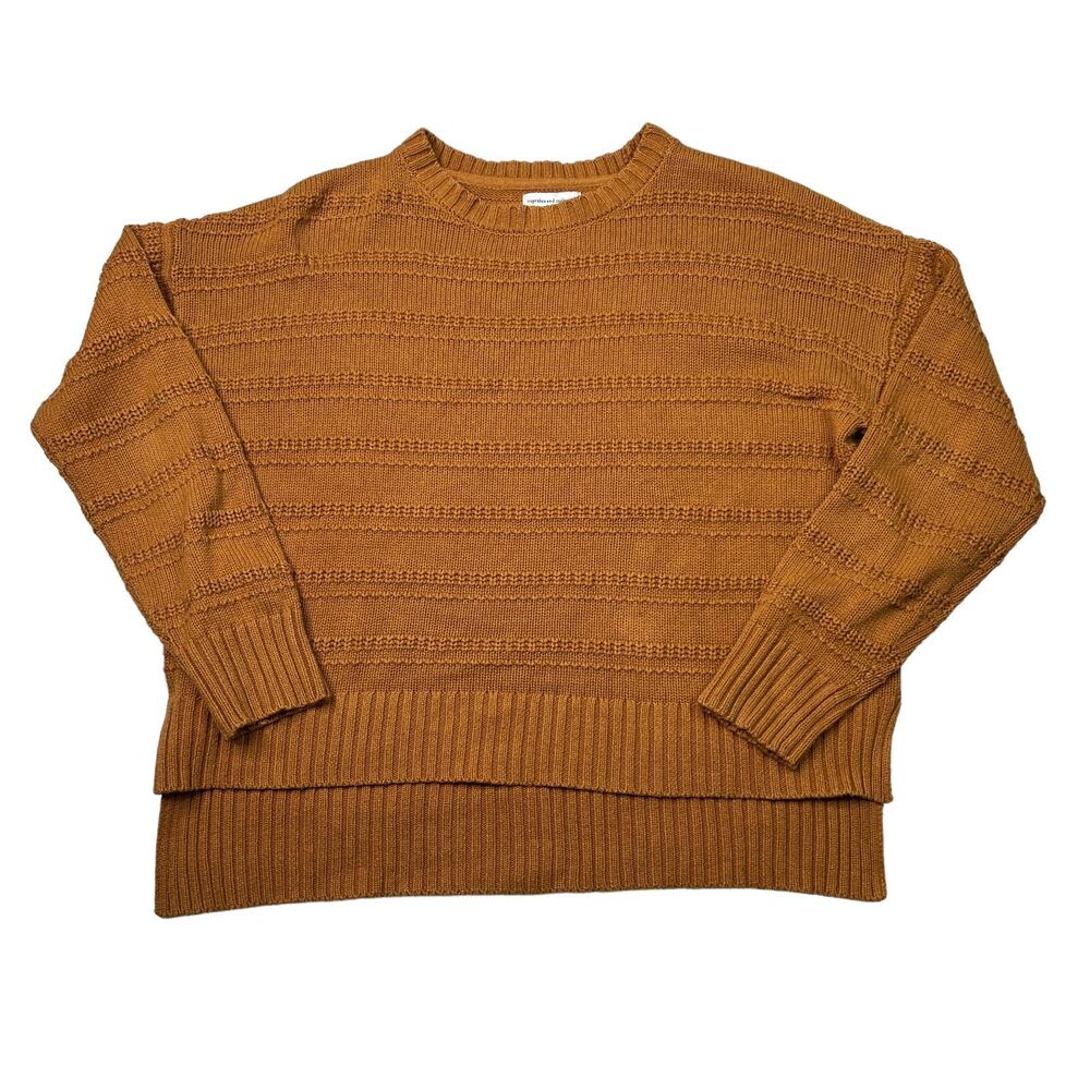 Cupcakes and Cashmere Relaxed Slouchy Chunky Knit Pullover Sweater Brown Large